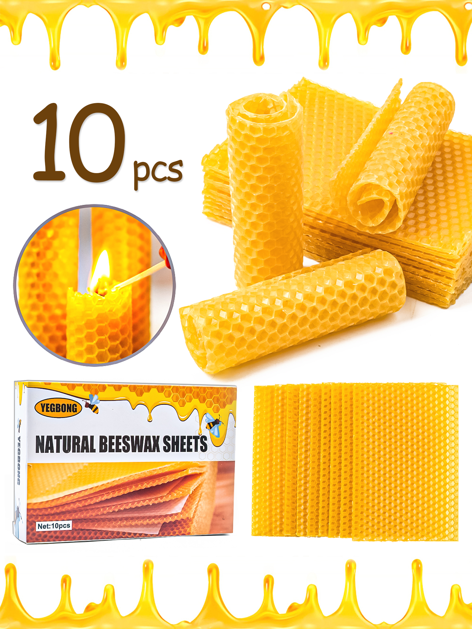 10Pcs Natural Honeycomb Bee Wa - đánh giá và giá Candle Making Supplies Usa